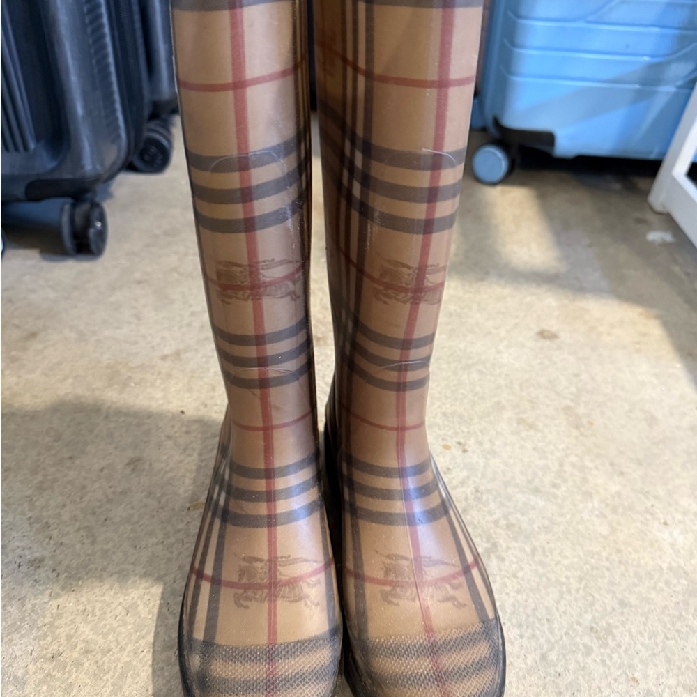 Burberry Plaid Winter Rain Boots - Brown and Black